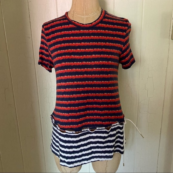 KENZO sz S Jungle Red White 2 Color Tie Tee Top - Picture 1 of 10